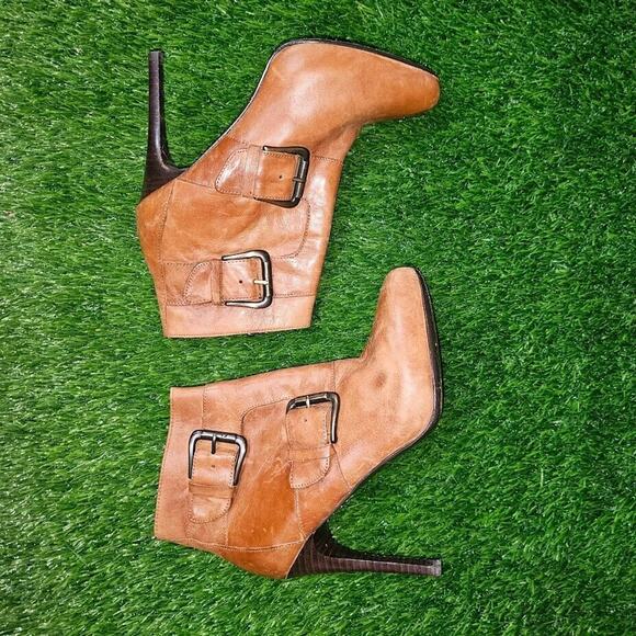 Donald Pliner Women Estero Brown Leather Moto Biker Buckle Ankle Boots US 7 - Picture 3 of 8